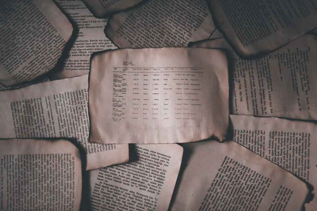Stack of folded old newspapers