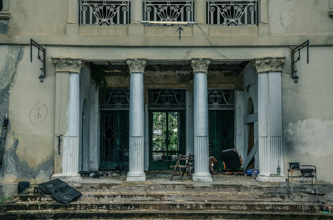 old abandoned villa exterior